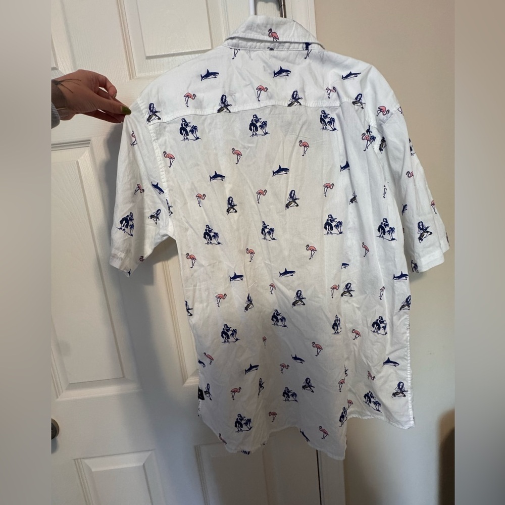 Ocean Current White and Blue Printed Men's Shirt - Picture 2 of 4
